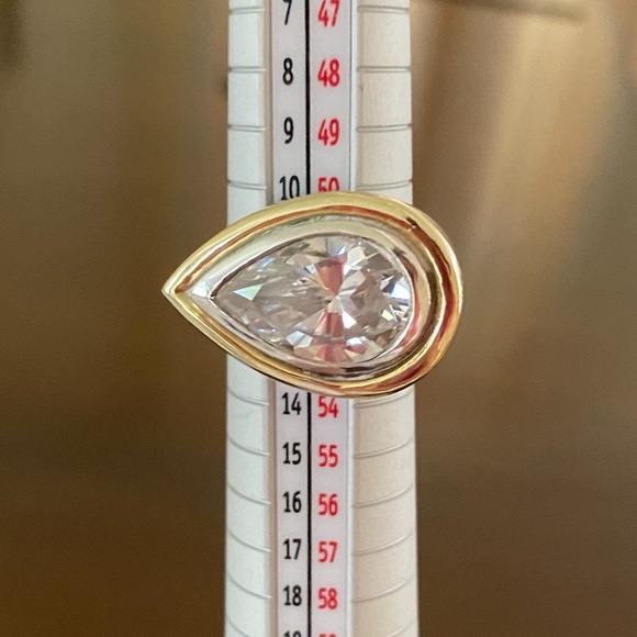 Charles Krypell Sterling Silver 14K Yellow Gold Pear Shape Ring - Picture 7 of 9